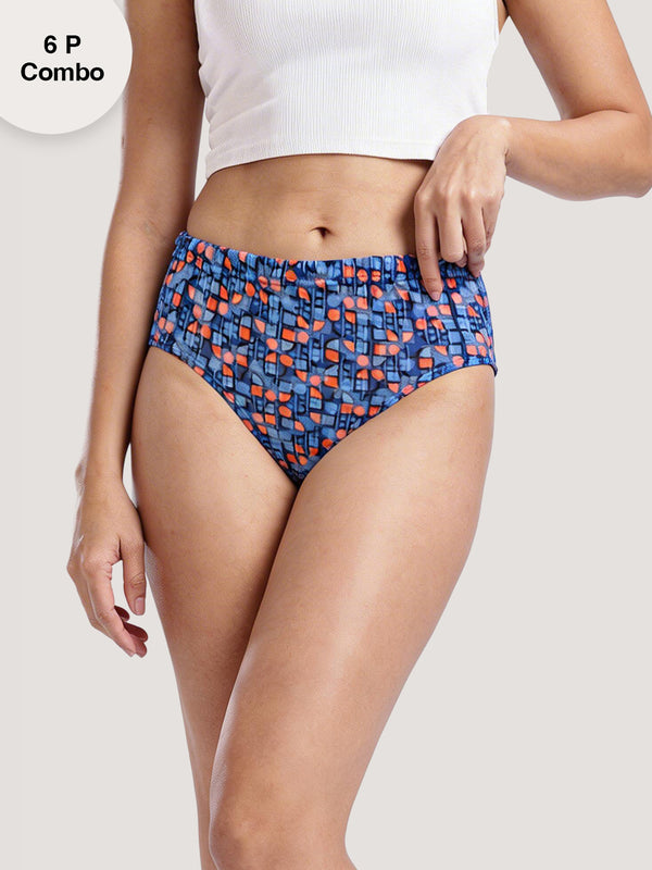 Kalyani 8545 Soft & Breathable Cotton Printed Ladies Underwear | Hipster Style | Pack of 6 | Colors and Prints may vary