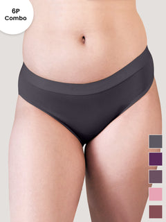 Sensa Women Bikini Style Outer Elastic Panties | Pack of 6-ASH ASH BGD DVL ON ORRS