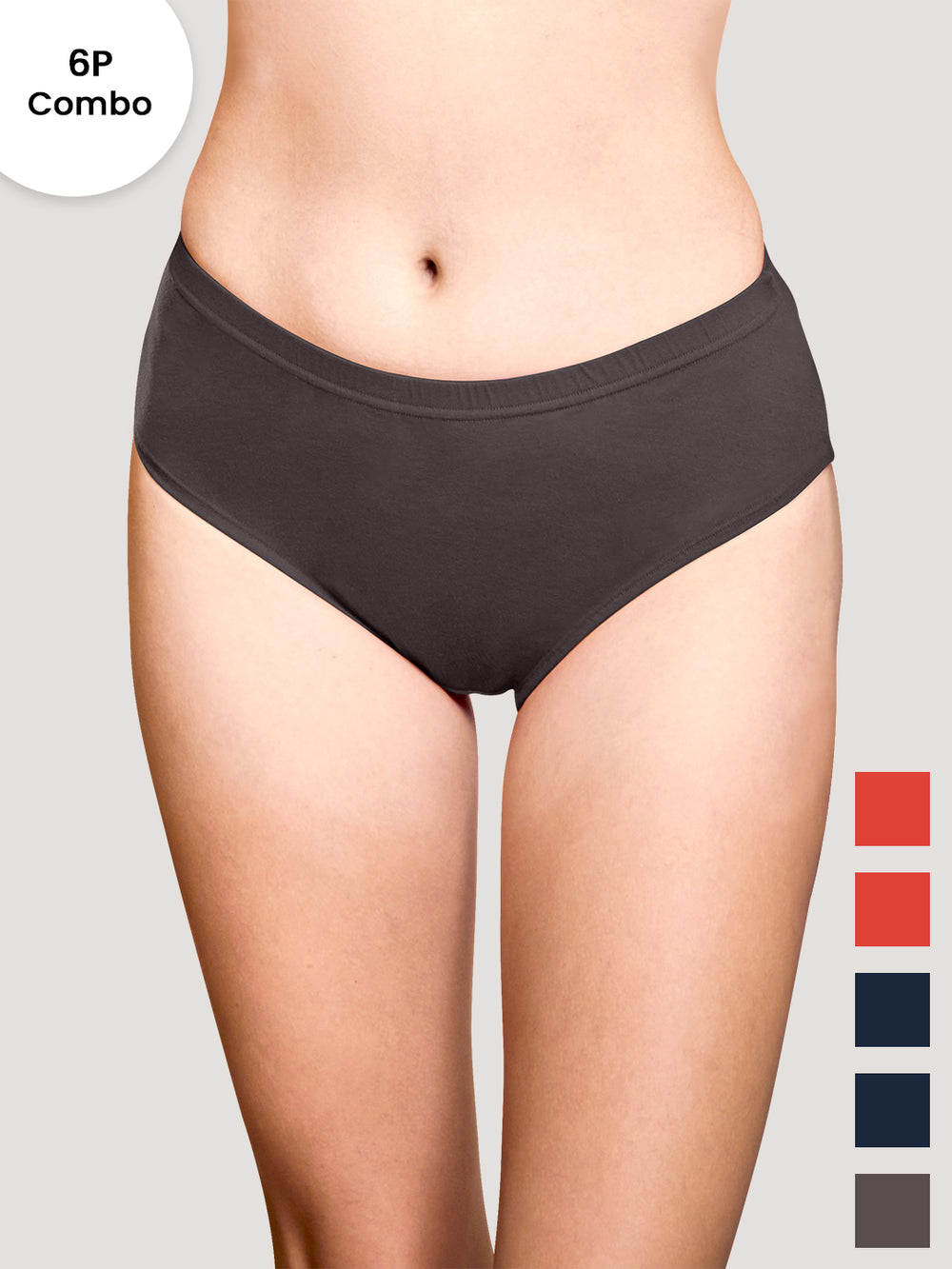 Theo Woman's Inner Elastic Hipster Panties | Pack of 6-ASH ASH PBLE PBLE ORRS ORRS