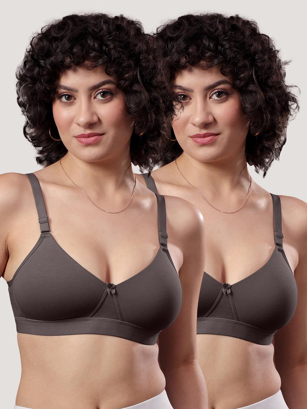 Tessa Full Support Seamless Designer Bra for Women Pack of 2-ASH ASH