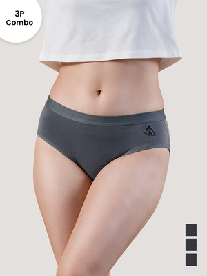 Sensa Mid-Rise Rich Cotton Hipster Panties for Women-ASH ASH ASH