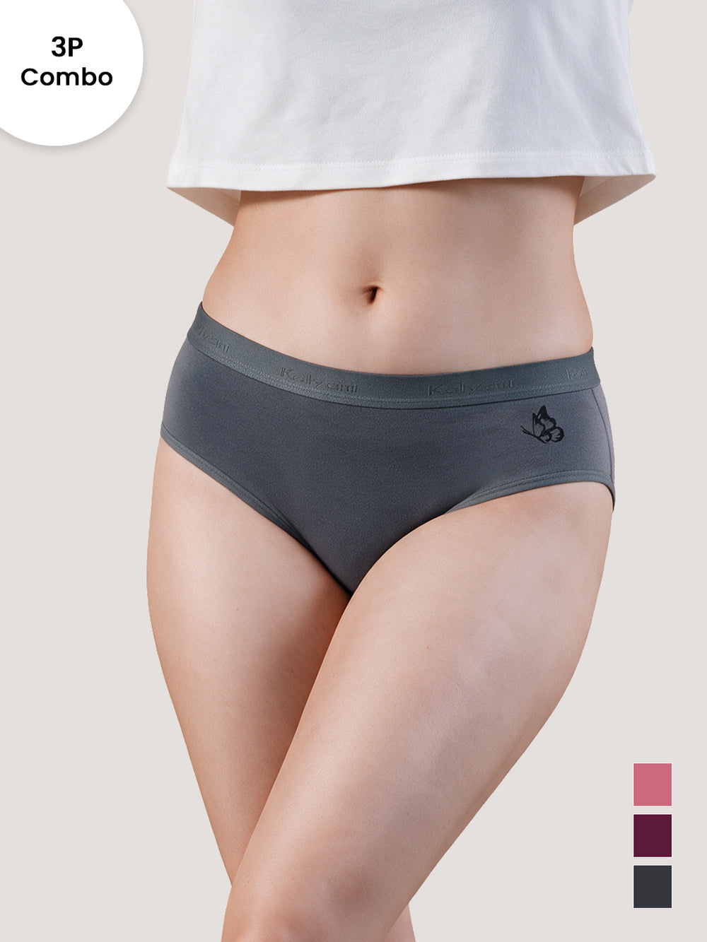Sensa Mid-Rise Rich Cotton Hipster Panties for Women-ASH ONION BURGUNDY