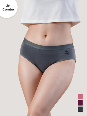 Sensa Mid-Rise Rich Cotton Hipster Panties for Women-ASH ONION BURGUNDY