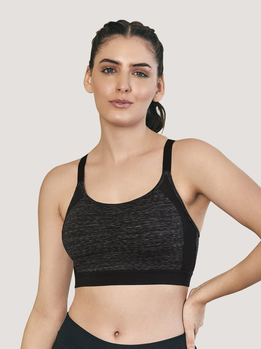 Alex High Impact Double Layered Workout/Sports Bra-M.BLACK