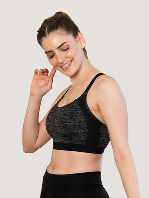 Alex High Impact Double Layered Workout/Sports Bra-M.BLACK