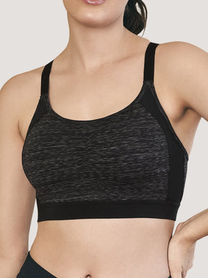 Alex High Impact Double Layered Workout/Sports Bra-M.BLACK