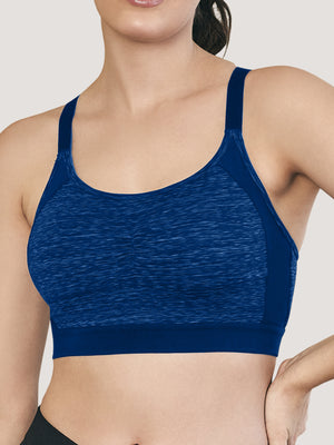 Alex High Impact Double Layered Workout/Sports Bra-M.BLUE