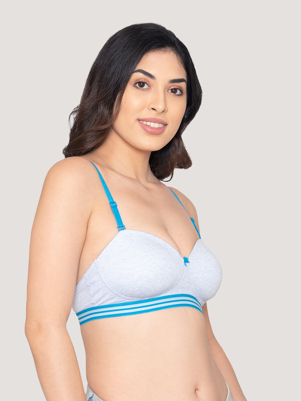 Alice Padded Detachable Straps Balconette Bra-M.BLUE