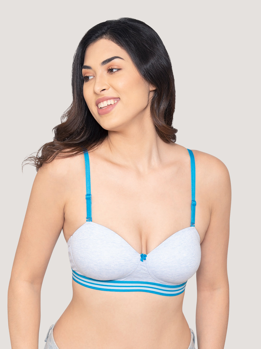 Alice Padded Detachable Straps Balconette Bra-M.BLUE