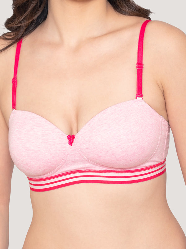 Alice Padded Detachable Straps Balconette Bra-M.PINK