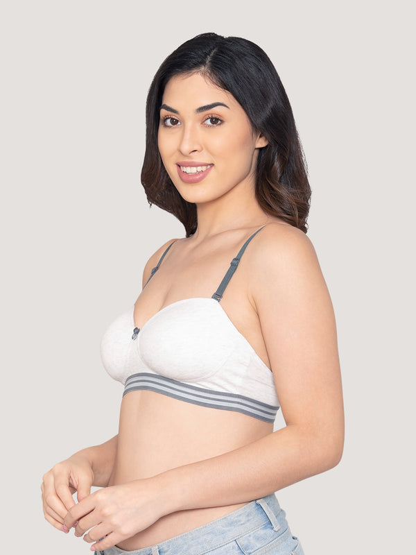 Alice Padded Detachable Straps Balconette Bra-M.WHITE