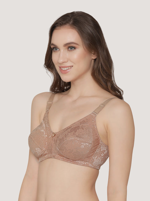 K LINGERIE Alvina Women's Non Padded Wirefree Comfort Embroidered Lace Bra