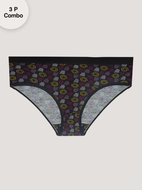 Kalyani (4000) Mid Rise Hipster Printed Cotton Panties Pack of 3 - Colors & Prints May Vary