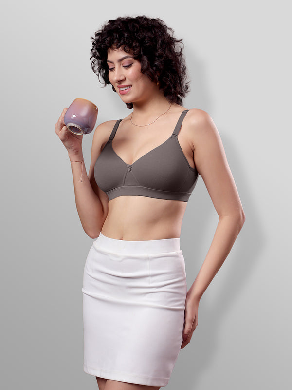 Tessa Full Support Seamless Designer Bra for Women Pack of 2-ASH FAWN