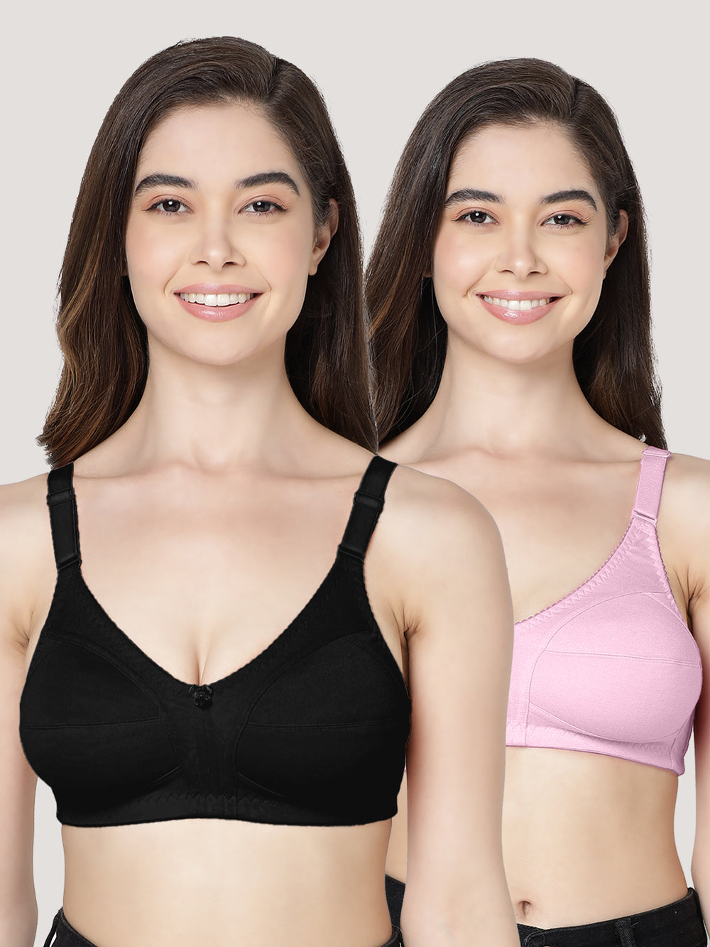 Anaya Full Coverage M Frame Minimizer Bra | Pack of 2-BLACK  PINK