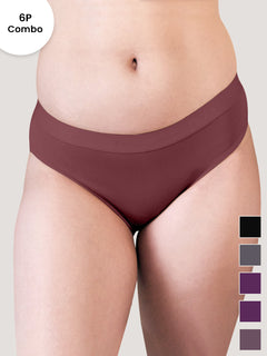 Sensa Women Bikini Style Outer Elastic Panties | Pack of 6-BLK ASH BGD BGD DVL ORRS