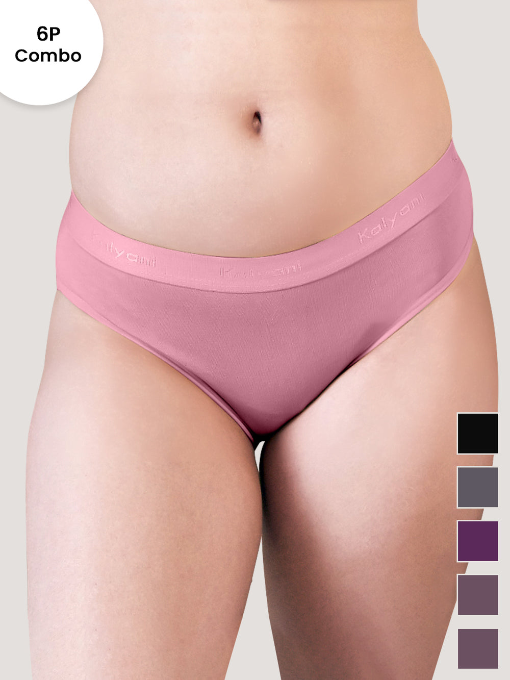 Sensa Women Bikini Style Outer Elastic Panties | Pack of 6-BLK ASH BGD DVL DVL ON