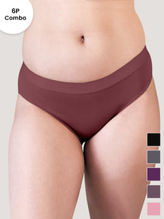 Sensa Women Bikini Style Outer Elastic Panties | Pack of 6-BLK ASH BGD DVL ON ORRS