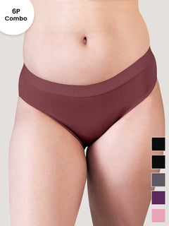 Sensa Women Bikini Style Outer Elastic Panties | Pack of 6-BLK BLK ASH BGD ON ORRS