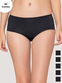 Cooper Women's Medium Coverage Hipster Panties Pack of 6-BLK BLK BLK BLK BLK BLK