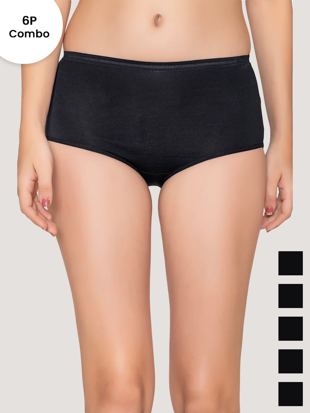 Orion High Coverage Hipster Panties for Women | Pack of 6-BLK BLK BLK BLK BLK BLK