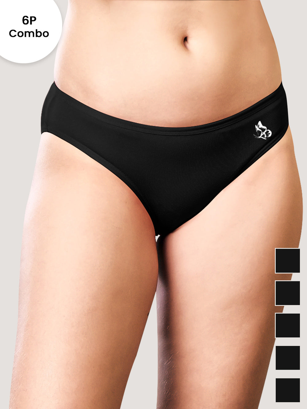 Reeva Women's Cotton Lycra Seamless Bikini Panty | Pack of 6-BLK BLK BLK BLK BLK BLK