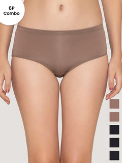 Cooper Women's Medium Coverage Hipster Panties Pack of 6-BLK BLK BLK BRW BRW BRW