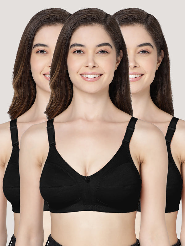 Anaya Full Coverage M Frame Minimizer Bra | Pack of 3-BLACK BLACK BLACK