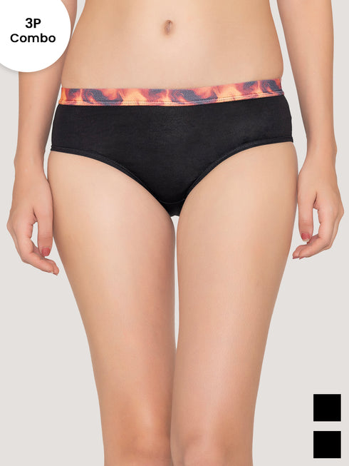 Kalyani Berry Girl's Low Waist Printed Waistband Panties | Pack of 3