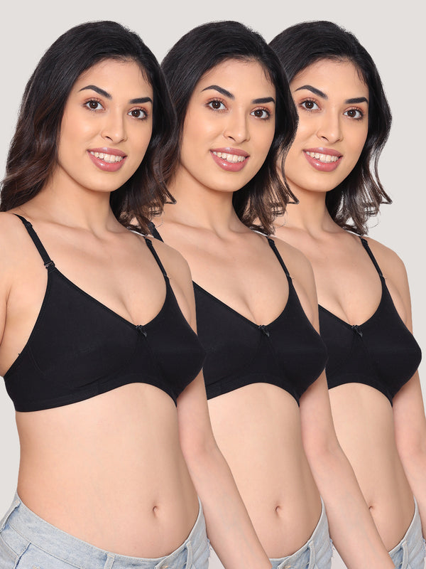 Wamika Fuller Cups Everyday Bra | Pack of 3-BLACK BLACK BLACK