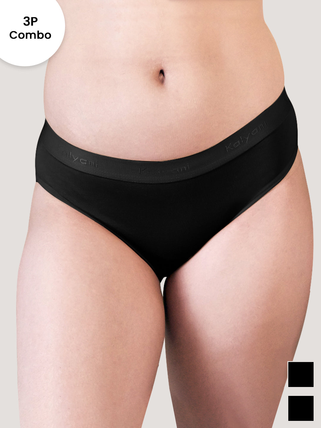 Sensa Low Waist Bikini Panties | Pack of 3-BLACK BLACK BLACK