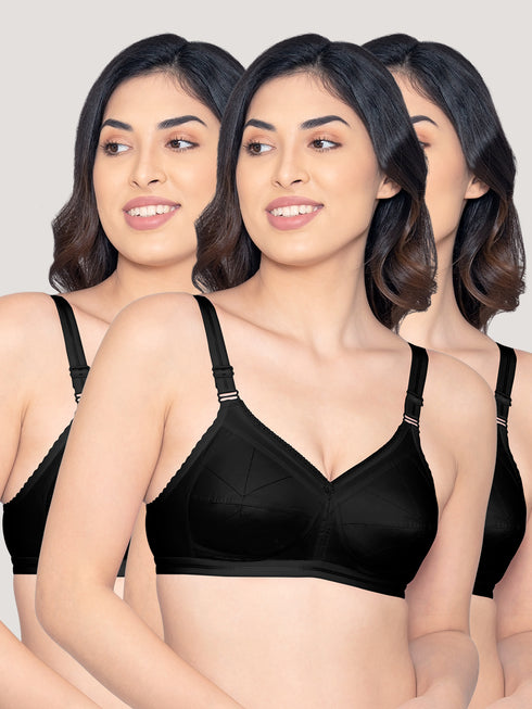 Kalyani Damini Full Coverage Non Padded Cotton Everyday Bra | Pack of 3