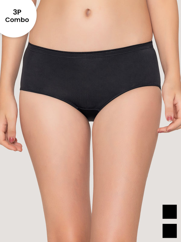 Cooper Medium Coverage Hipster Panties | Pack of 3-BLACK BLACK BLACK