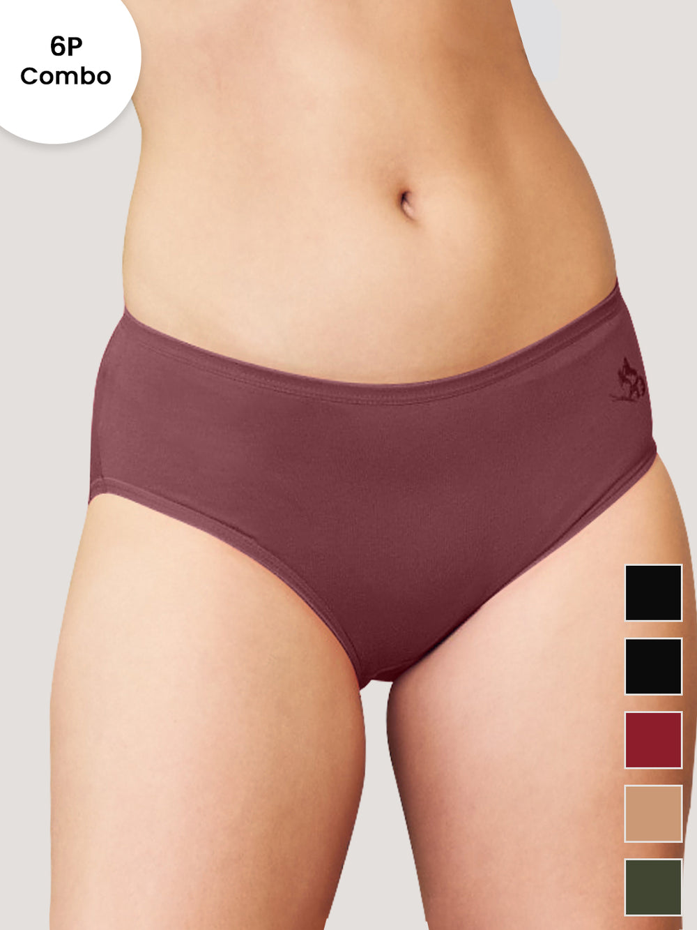 Vami Medium Coverage Cotton Lycra Panties for Girls | Pack of 6-BLK BLK MRN ND OLV ORS