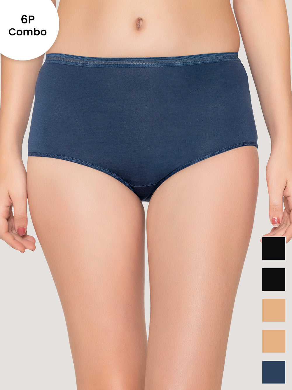 Orion High Coverage Hipster Panties for Women | Pack of 6-BLK BLK ND ND EBLE EBLE