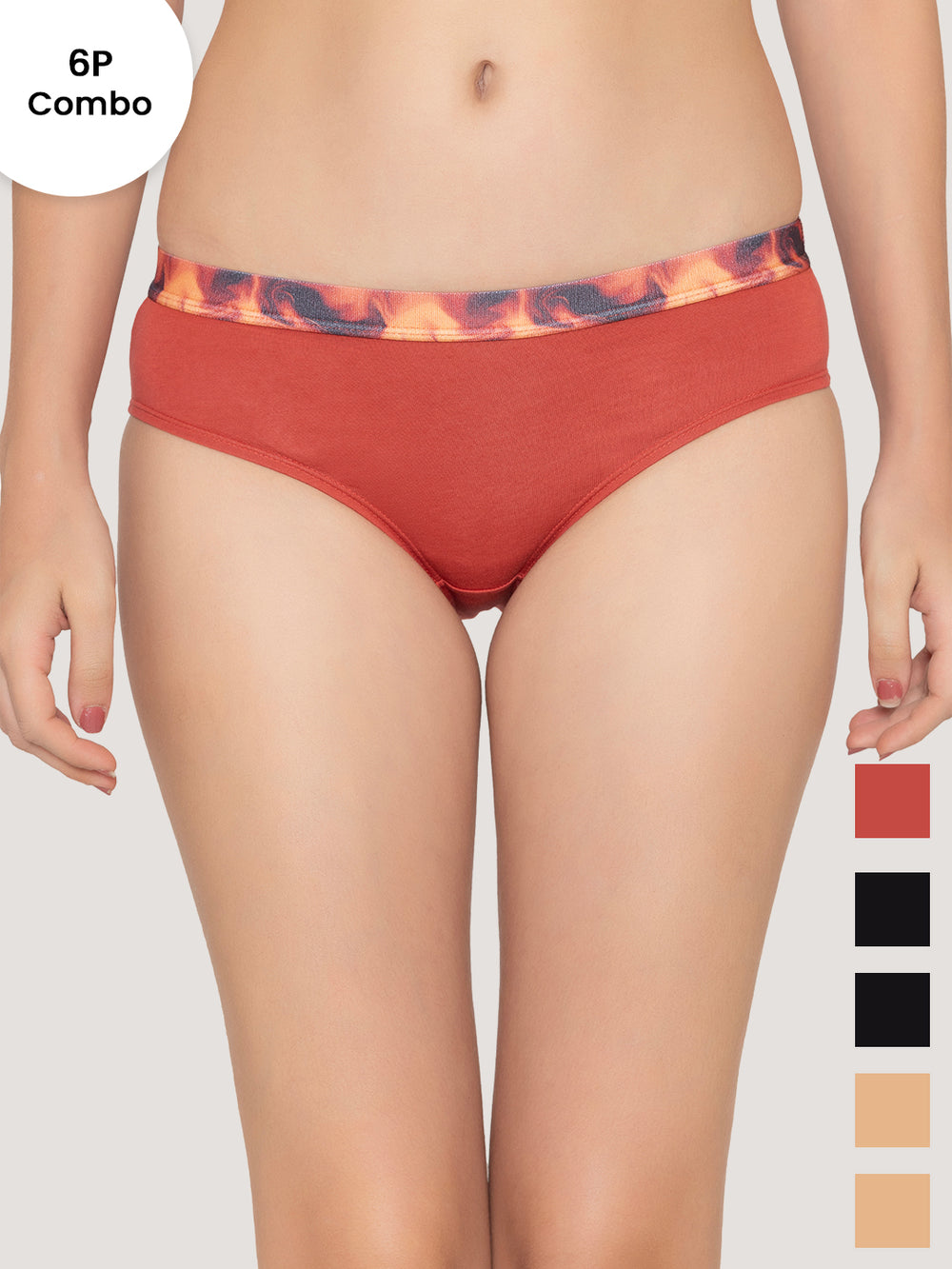 Berry Girl's Low Waist Printed Waistband Panties Pack of 6-BLK BLK ORRS ORRS ND ND