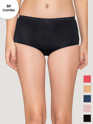Orion High Coverage Hipster Panties for Women | Pack of 6-BLK BLK RST ND EBLE CRP