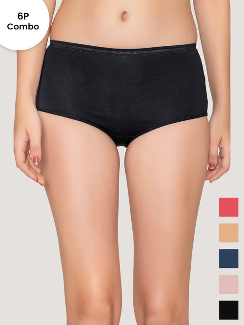 Orion High Coverage Hipster Panties for Women | Pack of 6-BLK BLK RST ND EBLE CRP