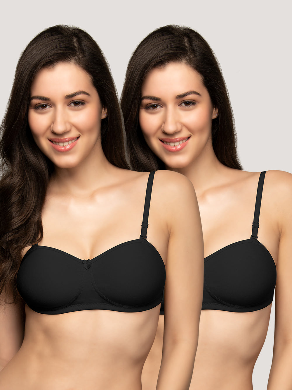 Selena Demi Cup Tube Bra/T-Shirt Bra Pack of 2-BLACK BLACK