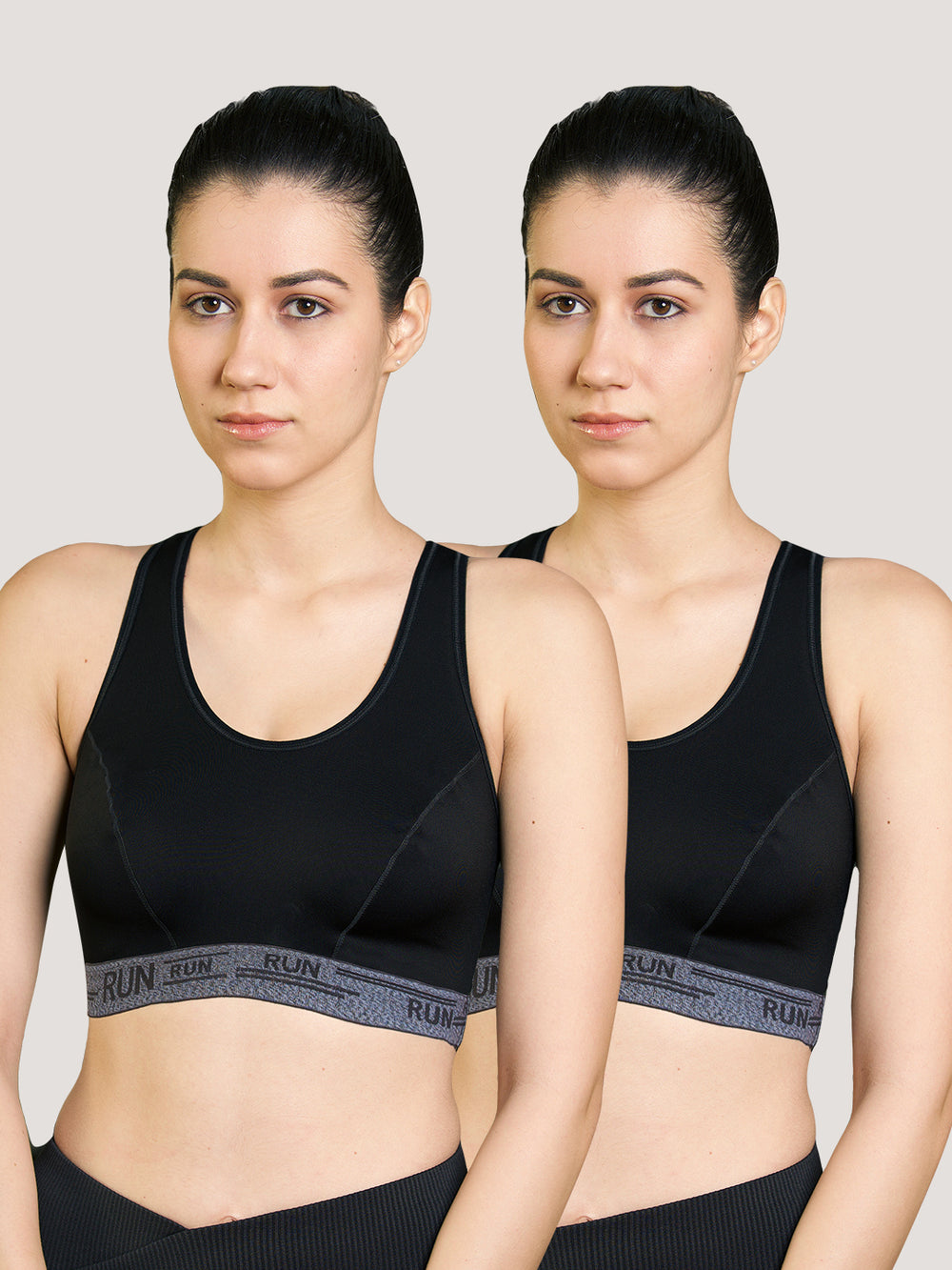 K LINGERIE Kristen High Impact Support Sports Bra For Heavy Workout & Gym Activities-BLACK BLACK