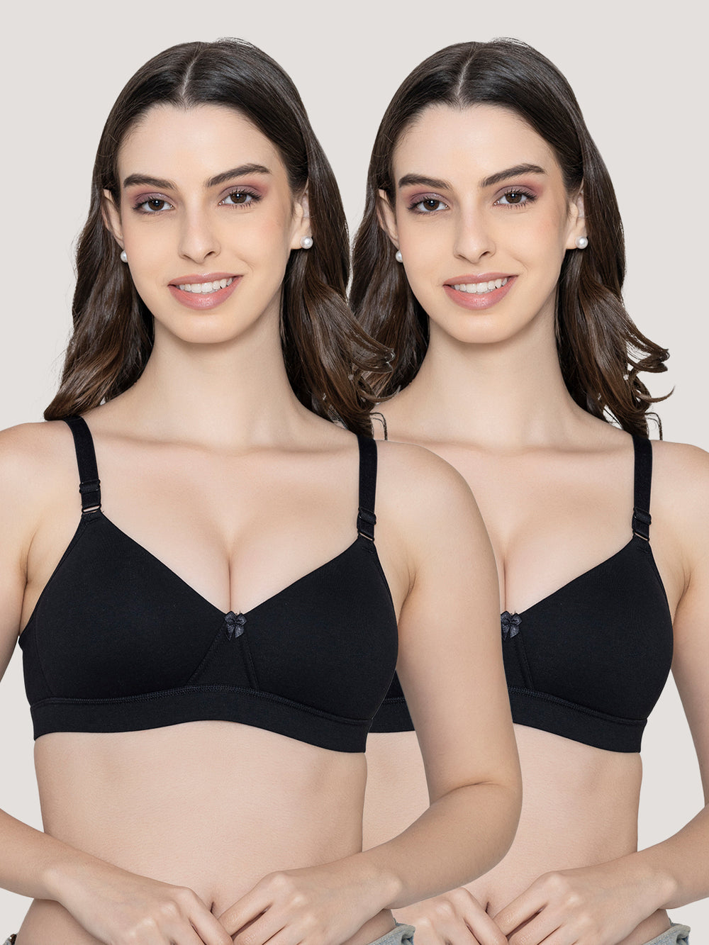 Tessa Full Support Seamless Designer Bra for Women Pack of 2-BLACK BLACK