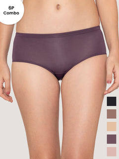 Cooper Women's Medium Coverage Hipster Panties Pack of 6-BLK BRW LND CRP DVL DVL