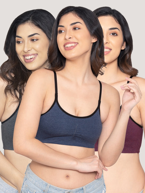 Kalyani Ira Full Coverage Wirefree Non Padded Everyday Beginners Bra  | Pack of 3