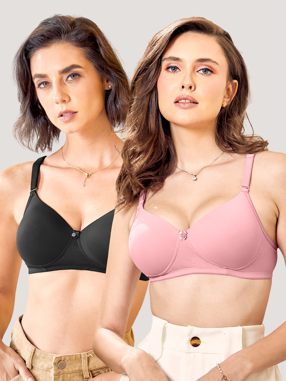 Sheley Women's Wirefree Soft Padded Cups Detachable Straps Bra-BLACK CREPE