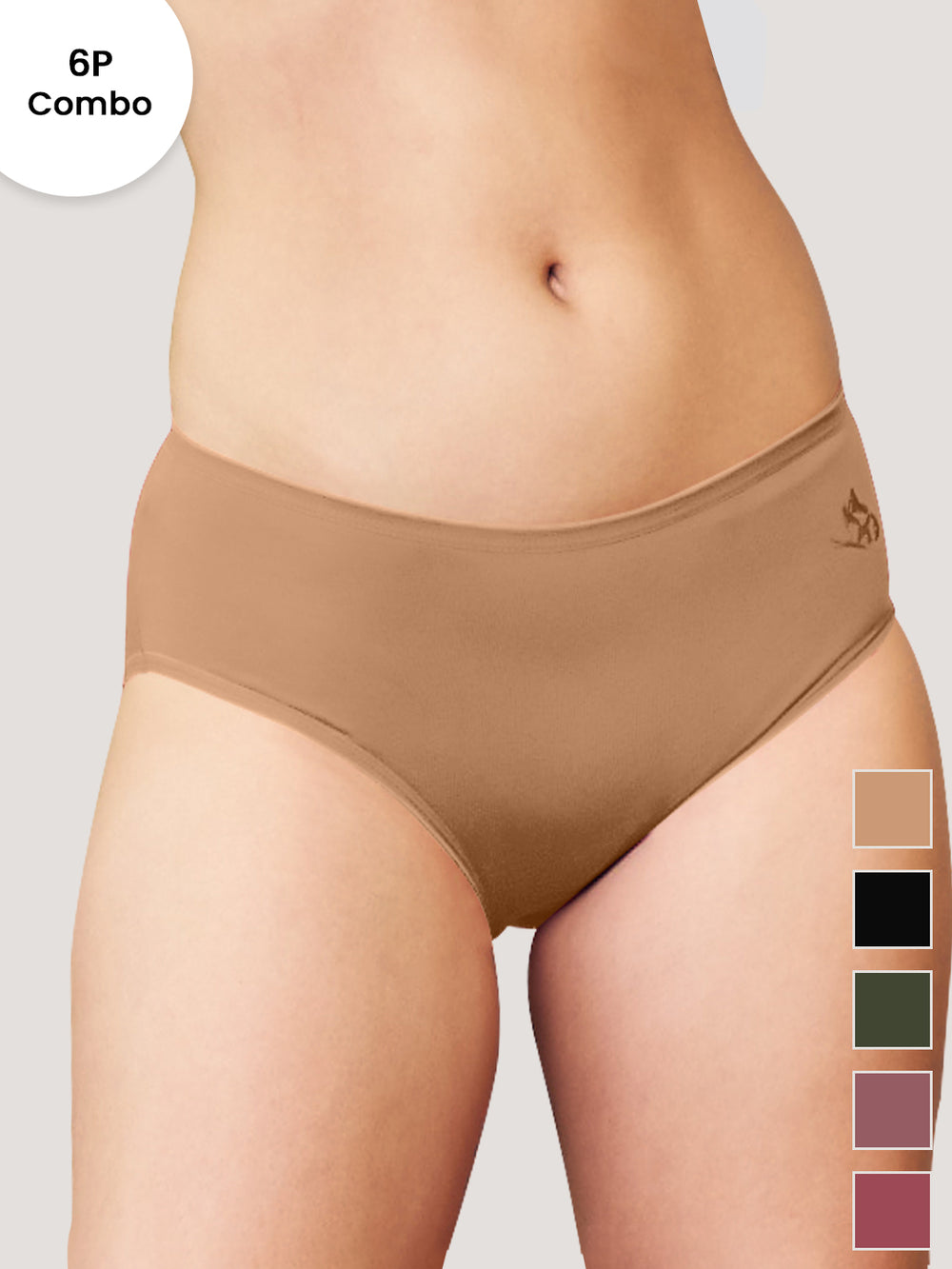 Vami Medium Coverage Cotton Lycra Panties for Girls | Pack of 6-BLK ND ND OLV RST ORS