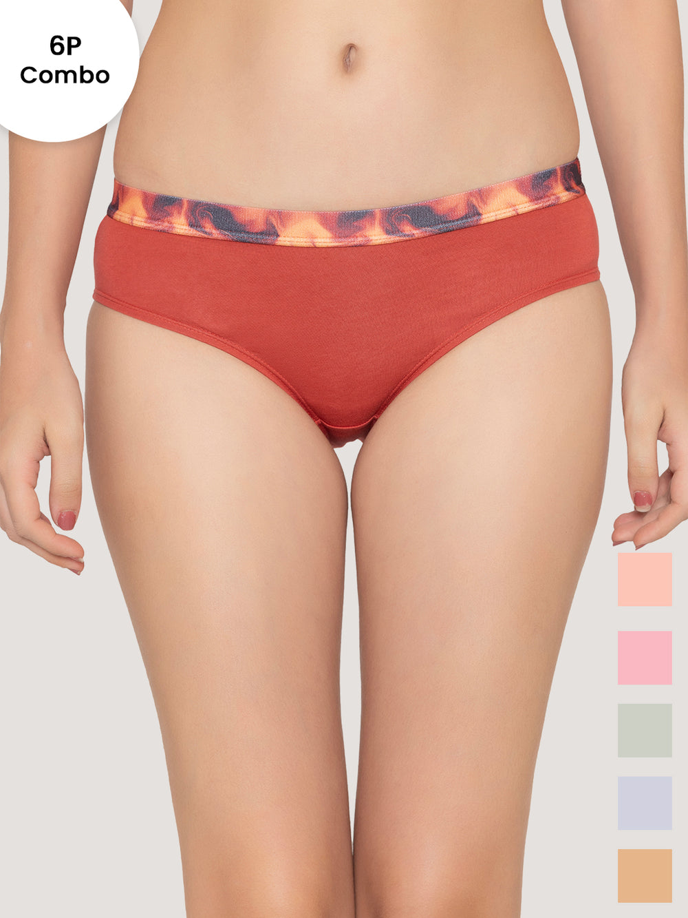 Berry Girl's Low Waist Printed Waistband Panties Pack of 6-BLK ND ORRS RS SBLE SGR