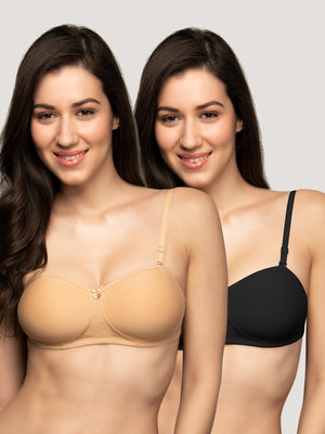 Selena Demi Cup Tube Bra/T-Shirt Bra Pack of 2-BLACK NUDE