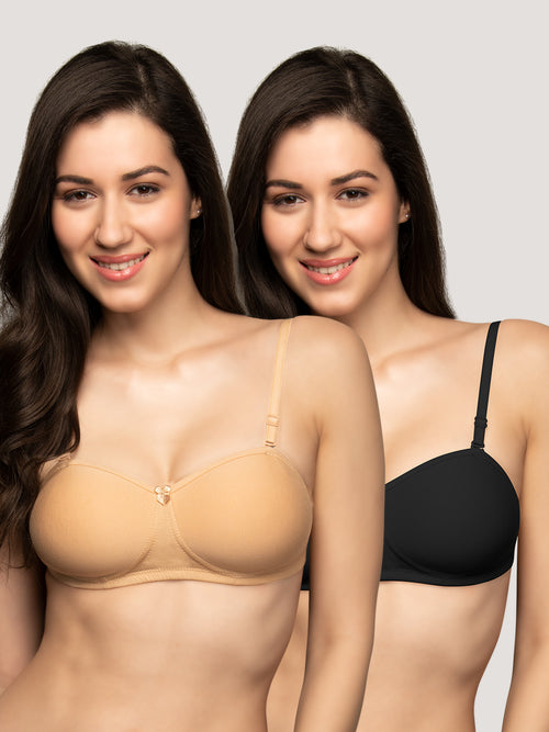 Selena Demi Cup Tube Bra/T-Shirt Bra Pack of 2-BLACK NUDE