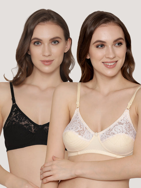 Kalyani Deepali Non Padded Cut & Sew Cups Everyday Lace Bra | Pack of 2