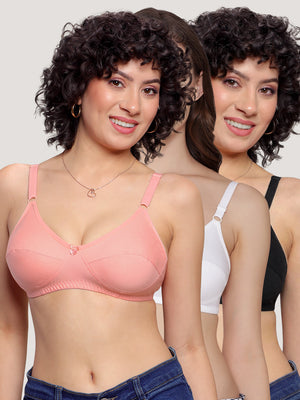 K LINGERIE Manvi Women's Non Padded Wirefree Cotton Everyday Bra-BLACK WHITE ROSE